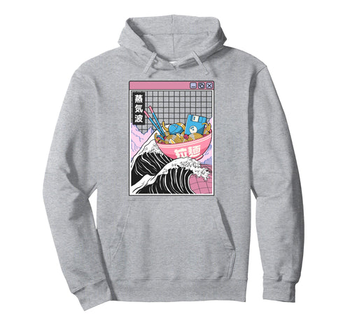 Digital Ramen Bowl Kanagawa Wave Hoodie - Aesthetic Graphic for Adults - T-Shirt, Sweatshirt, Hoodie