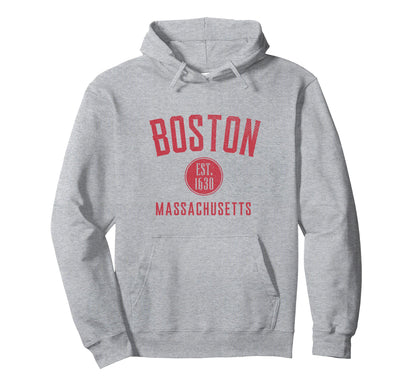 Boston Varsity Distressed Hoodie - Minimalist Print Men Women - T-Shirt, Sweatshirt, Hoodie