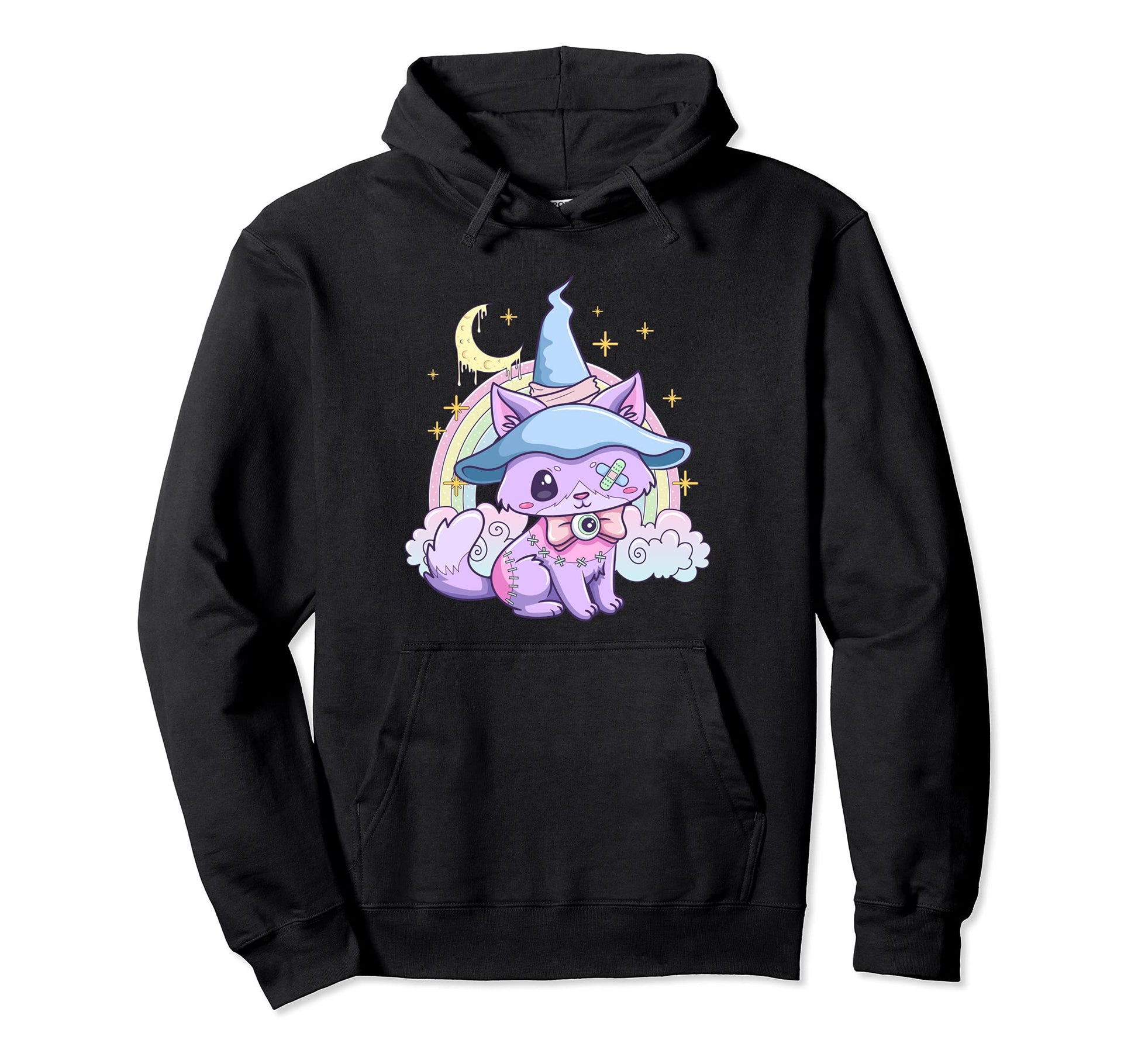 Kawaii Pastel Goth Creepy Witchy Cat Hoodie - Trendy Graphic for Adults - T-Shirt, Sweatshirt, Hoodie