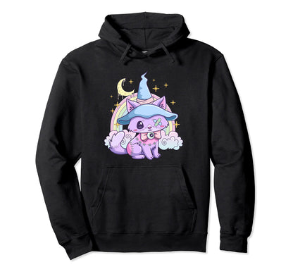 Kawaii Pastel Goth Creepy Witchy Cat Hoodie - Trendy Graphic for Adults - T-Shirt, Sweatshirt, Hoodie