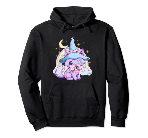 Kawaii Pastel Goth Creepy Witchy Cat Hoodie - Trendy Graphic for Adults - T-Shirt, Sweatshirt, Hoodie