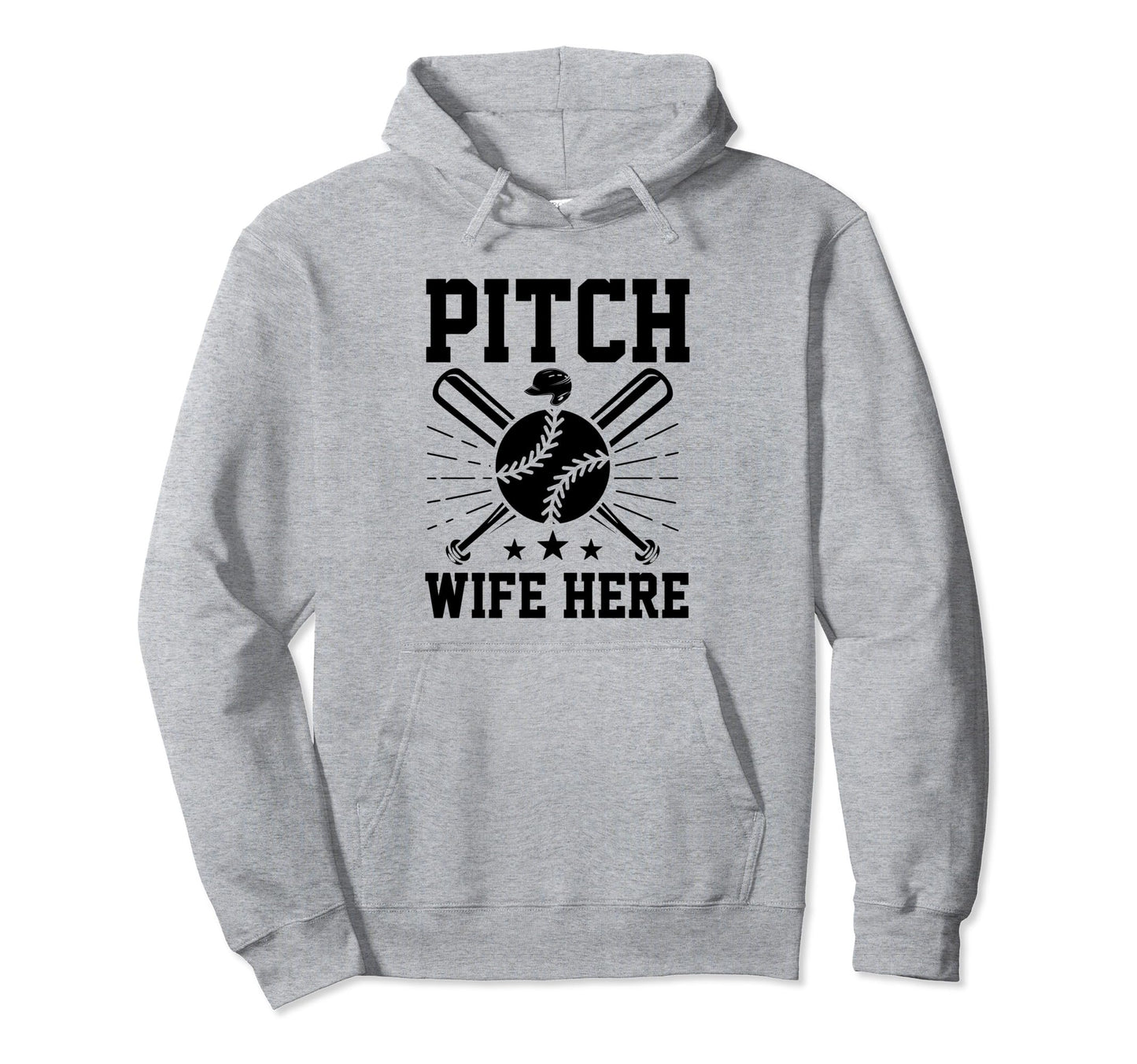 Pitch Wife Here Baseball Player Coach Hoodie - Aesthetic Graphic for Adults - T-Shirt, Sweatshirt, Hoodie