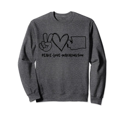 Peace Love Washington Wa Sweatshirt - Casual Everyday Wear Unisex - T-Shirt, Sweatshirt, Hoodie