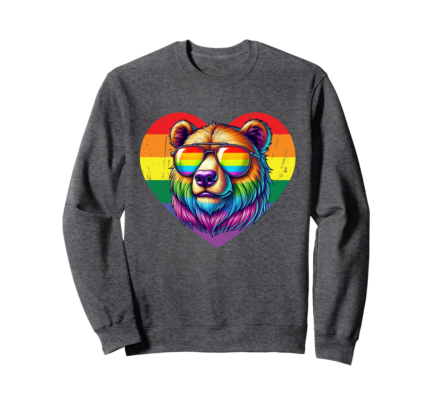 Rainbow Love Heart Pride Lgbt Sweatshirt - Streetwear Style for Adults - T-Shirt, Sweatshirt, Hoodie
