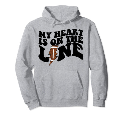 Football My Heart Is Line Offensive Lineman Hoodie - Trendy Graphic Unisex - T-Shirt, Sweatshirt, Hoodie