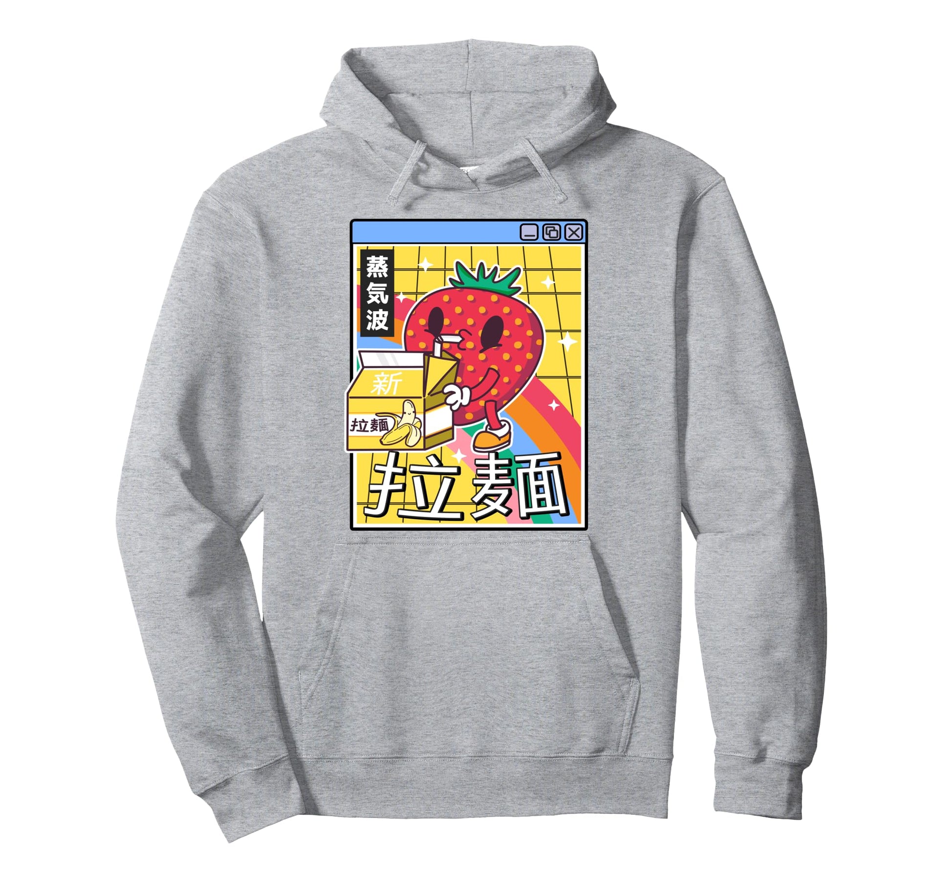 Banana Milk Strawberry Rainbow Hoodie - Aesthetic Graphic for Adults - T-Shirt, Sweatshirt, Hoodie