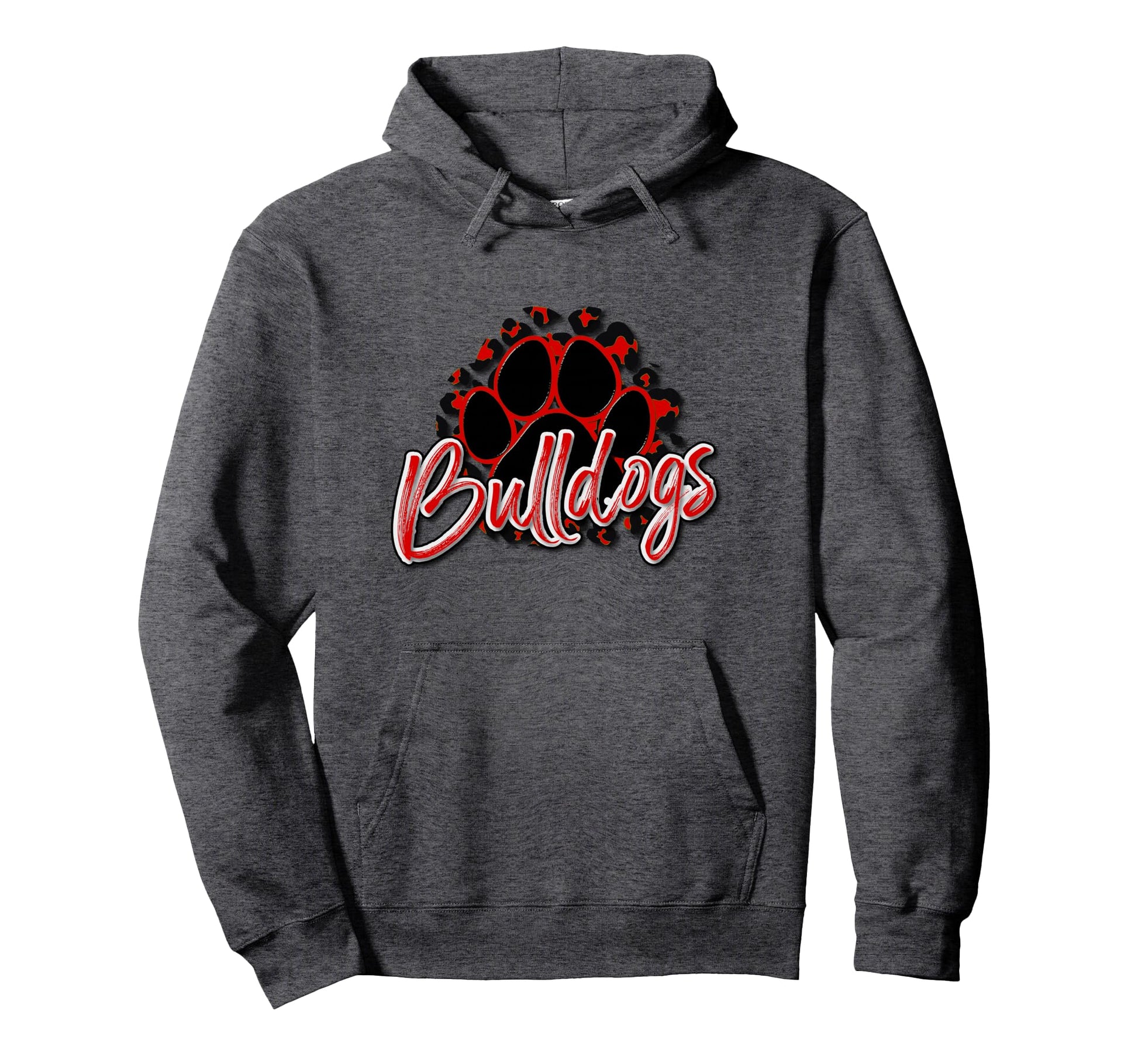 Bulldogs Red Black Cheetah School Hoodie - Casual Everyday Wear Men Women - T-Shirt, Sweatshirt, Hoodie