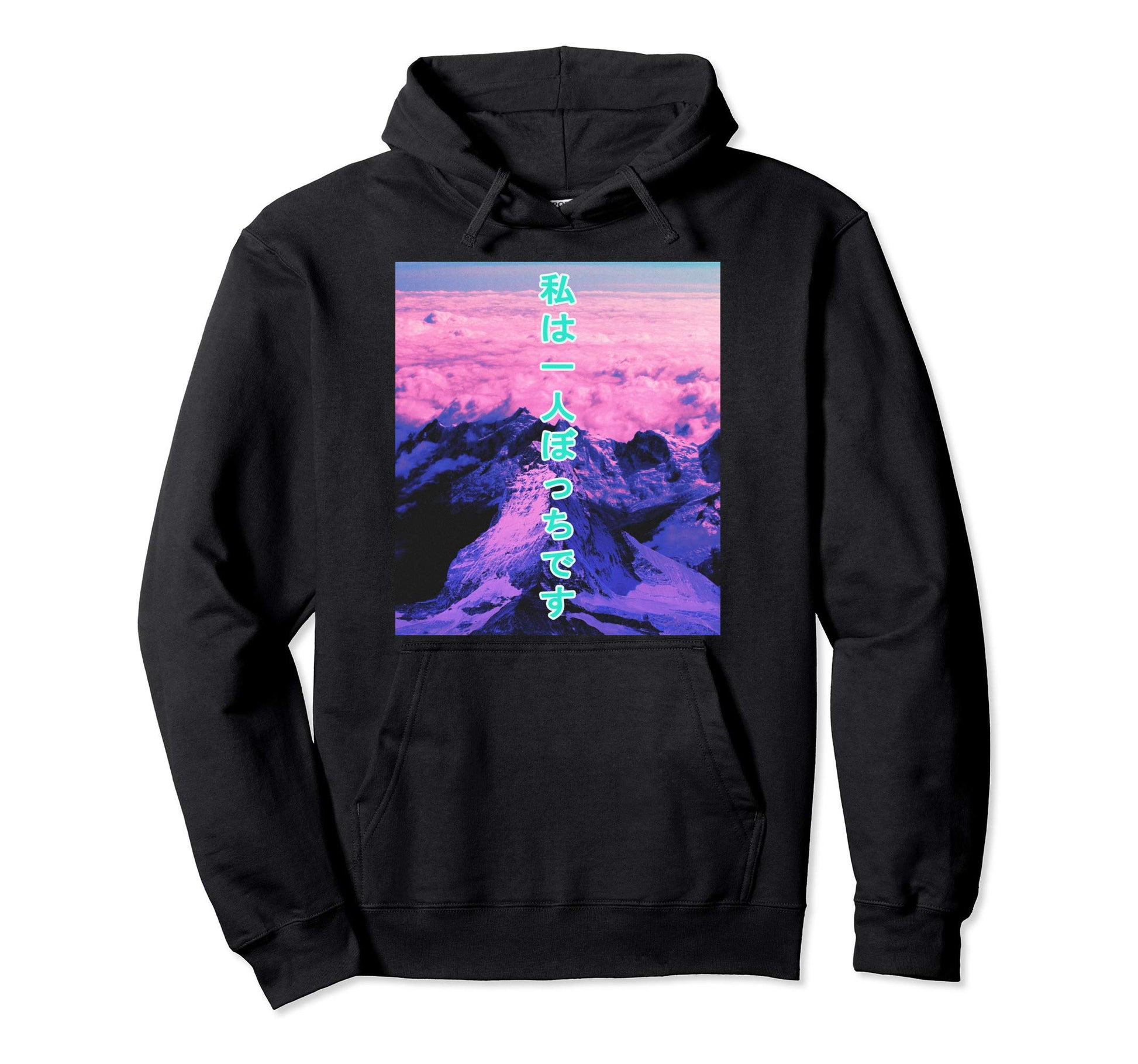 Vaporwave Mountain Alone Japanese Hoodie - Streetwear Style Men Women - T-Shirt, Sweatshirt, Hoodie