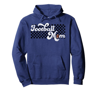 Football Mom Football Mama Game Checkered Hoodie - Graphic Print Unisex - T-Shirt, Sweatshirt, Hoodie