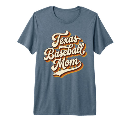 70S Texas Baseball Mom Script Tri Blend T-Shirt - Unique Graphic Unisex - T-Shirt, Sweatshirt, Hoodie