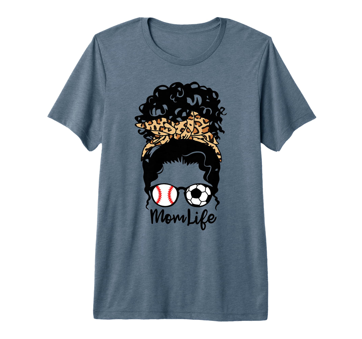 Mom Life Messy Bun Curly Hair Baseball T-Shirt - Fun Novelty Design Unisex - T-Shirt, Sweatshirt, Hoodie