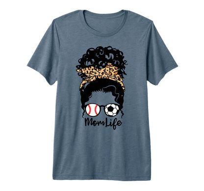 Mom Life Messy Bun Curly Hair Baseball T-Shirt - Fun Novelty Design Unisex - T-Shirt, Sweatshirt, Hoodie