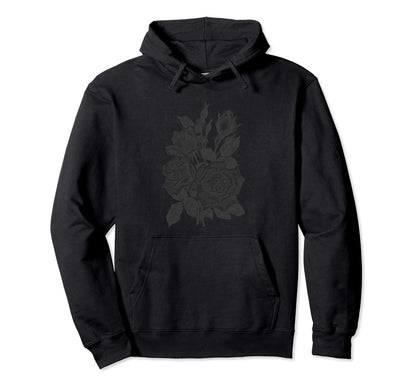 Dark Rose Black Flower Emotional Soft Hoodie - Minimalist Print Unisex - T-Shirt, Sweatshirt, Hoodie
