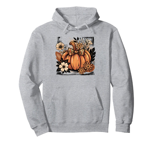 Floral Fall Pumpkin Autumn Boho Hoodie - Minimalist Print Men Women - T-Shirt, Sweatshirt, Hoodie