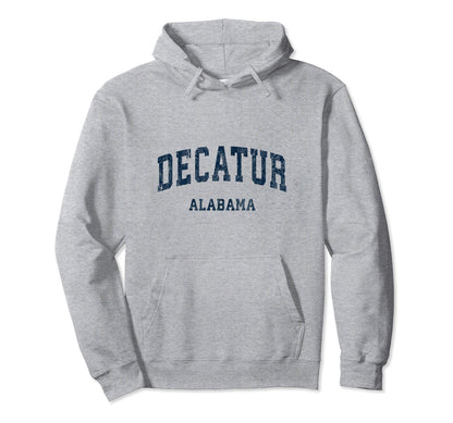 Decatur Alabama Al Varsity Sports Navy Hoodie - Unique Graphic Unisex - T-Shirt, Sweatshirt, Hoodie