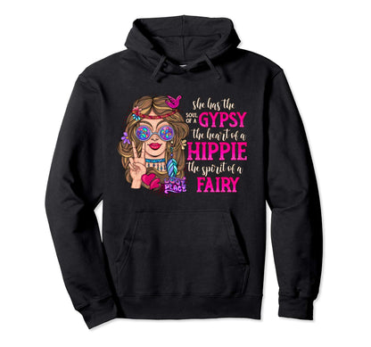 Heart Hippie Spirit Fairy Peace Love Hoodie - Minimalist Print Men Women - T-Shirt, Sweatshirt, Hoodie