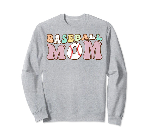 Baseball Mom Groovy Game Day Funny Sweatshirt - Graphic Print Unisex - T-Shirt, Sweatshirt, Hoodie