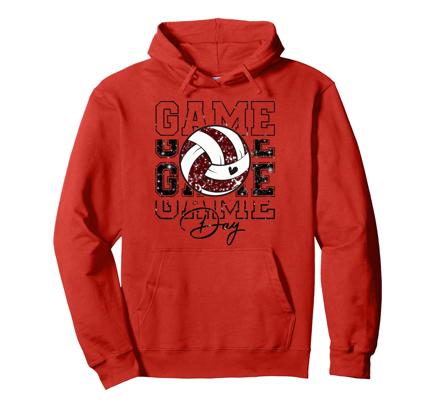 Volleyball Game Day Volleyball Mom Maroon Hoodie - Unique Graphic Unisex - T-Shirt, Sweatshirt, Hoodie
