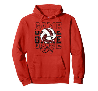 Volleyball Game Day Volleyball Mom Maroon Hoodie - Unique Graphic Unisex - T-Shirt, Sweatshirt, Hoodie