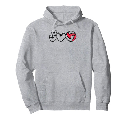Peace Love Volleyball Nebraska Teen Tween Hoodie - Novelty Apparel Unisex - T-Shirt, Sweatshirt, Hoodie