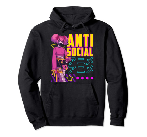 Aesthetic Anti Social Anime Hoodie - Fun Novelty Design Men Women - T-Shirt, Sweatshirt, Hoodie