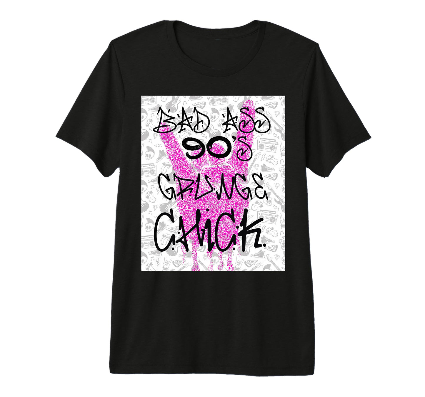 Bad Ass 90S Grunge Chick Tri Blend T-Shirt - Minimalist Print for Adults - T-Shirt, Sweatshirt, Hoodie