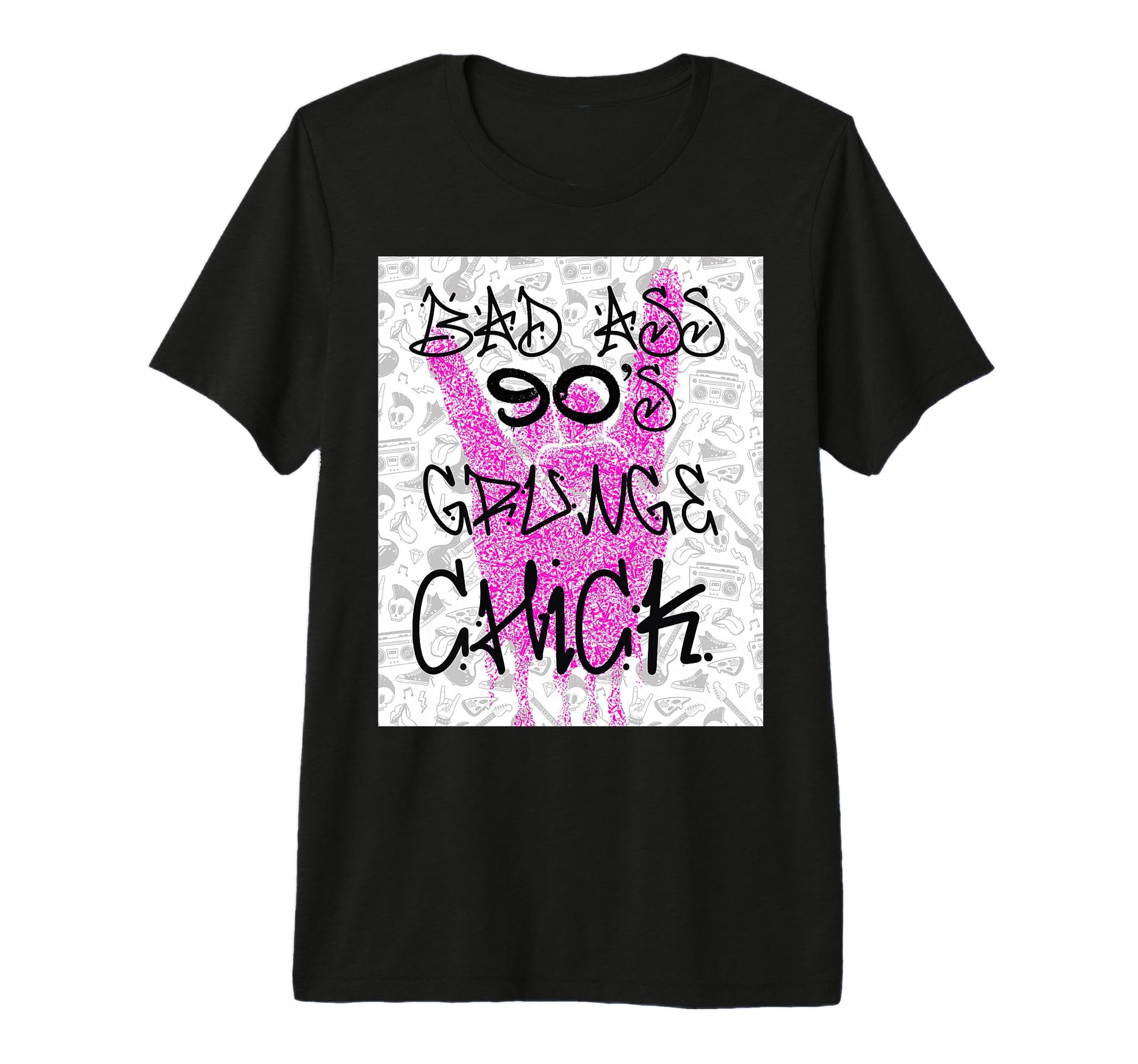 Bad Ass 90S Grunge Chick Tri Blend T-Shirt - Minimalist Print for Adults - T-Shirt, Sweatshirt, Hoodie
