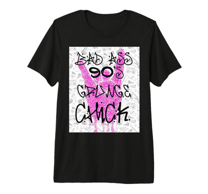 Bad Ass 90S Grunge Chick Tri Blend T-Shirt - Minimalist Print for Adults - T-Shirt, Sweatshirt, Hoodie