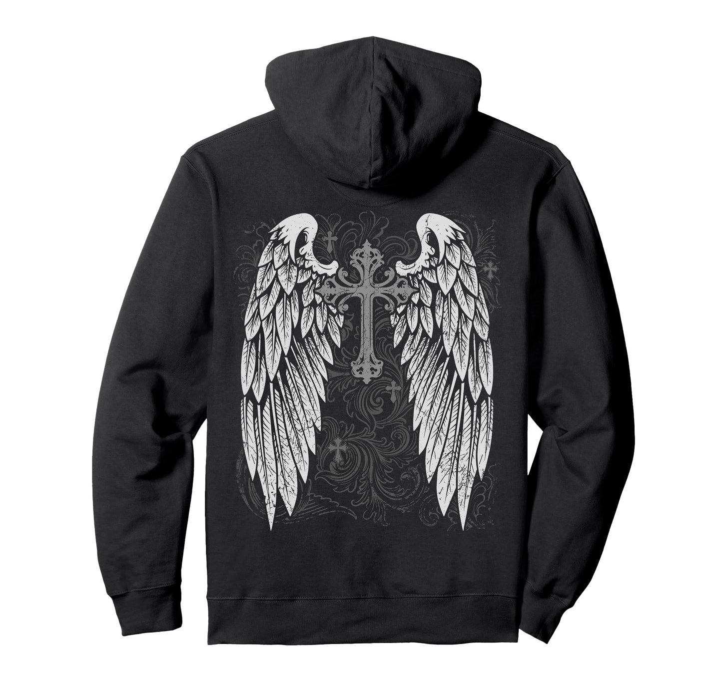 Grunge Wings Angel Back Cross Y2K Hoodie - Custom Art Print for Adults - T-Shirt, Sweatshirt, Hoodie