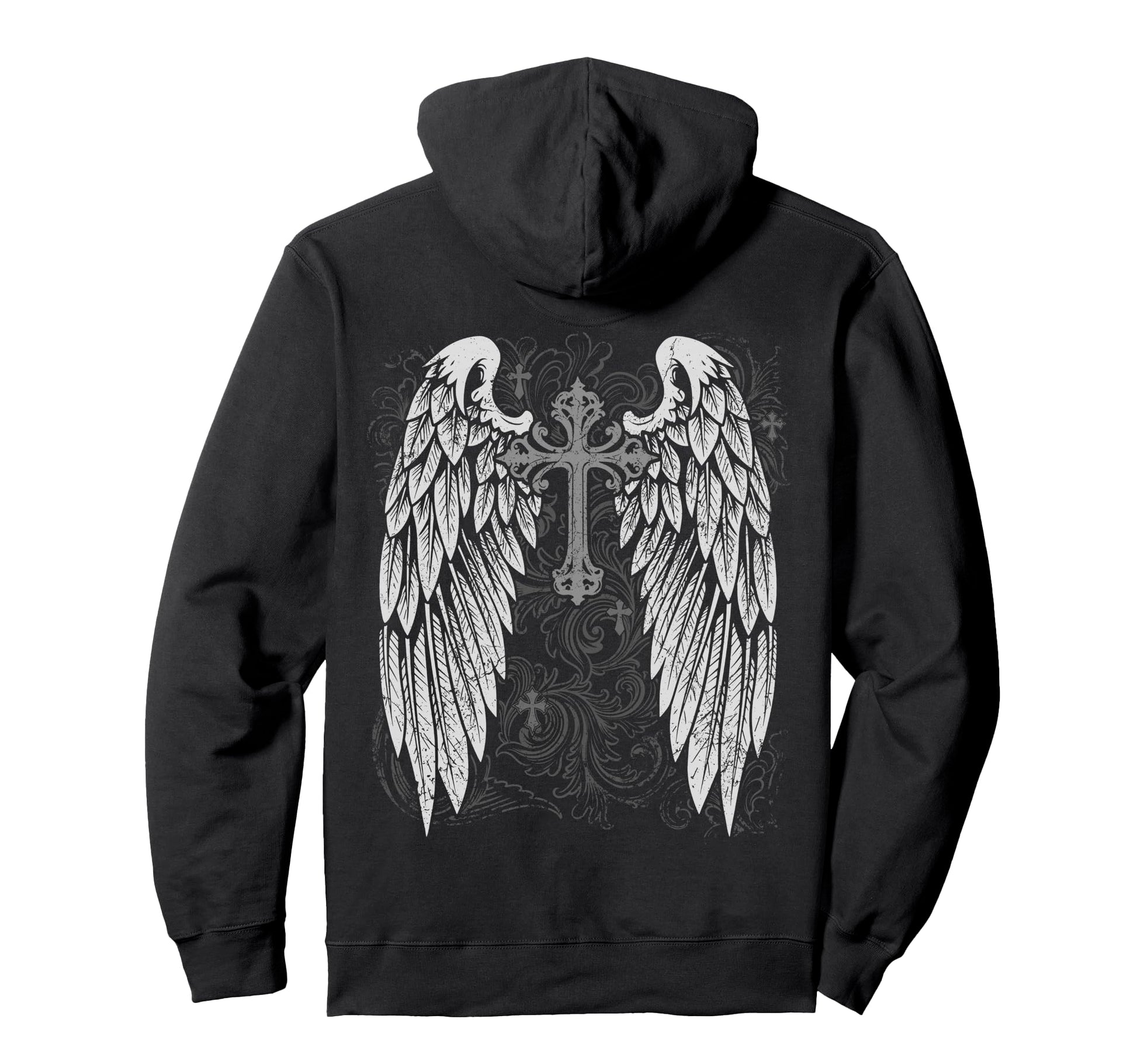 Grunge Wings Angel Back Cross Y2K Hoodie - Custom Art Print for Adults - T-Shirt, Sweatshirt, Hoodie