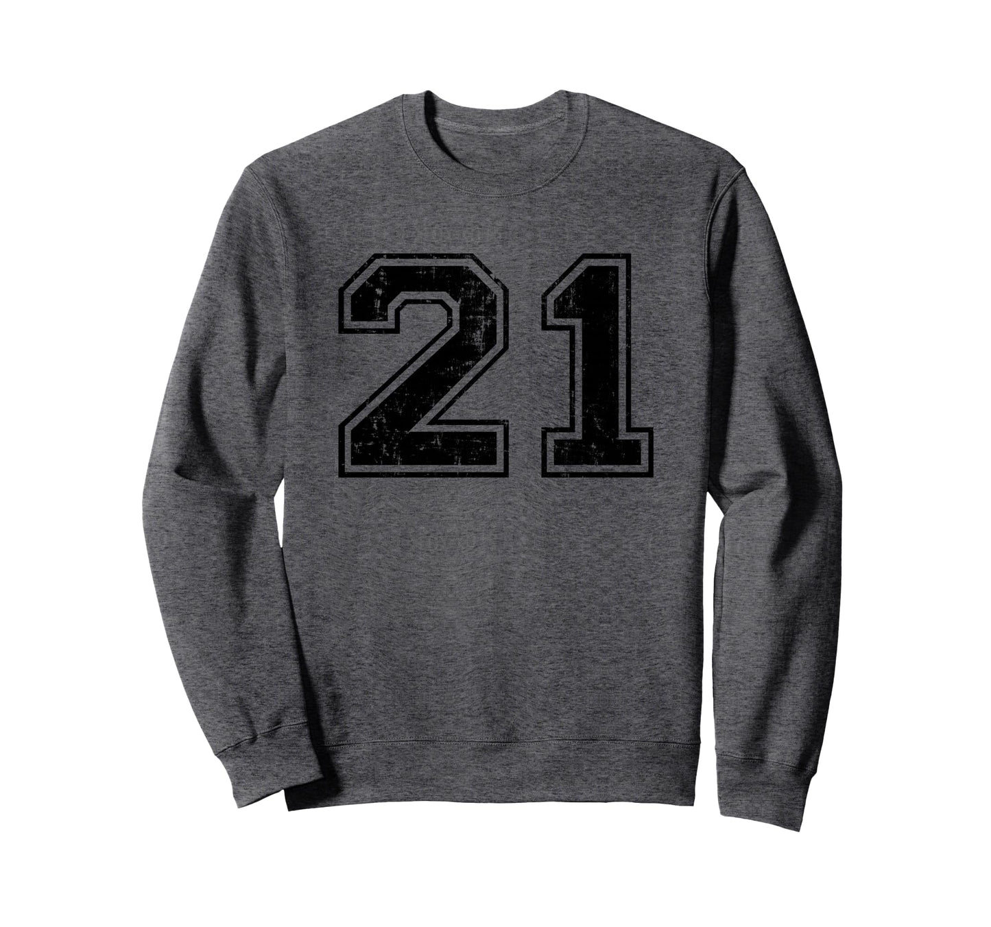 Number 21 Varsity Distressed Sport Sweatshirt - Fun Novelty Design Unisex - T-Shirt, Sweatshirt, Hoodie