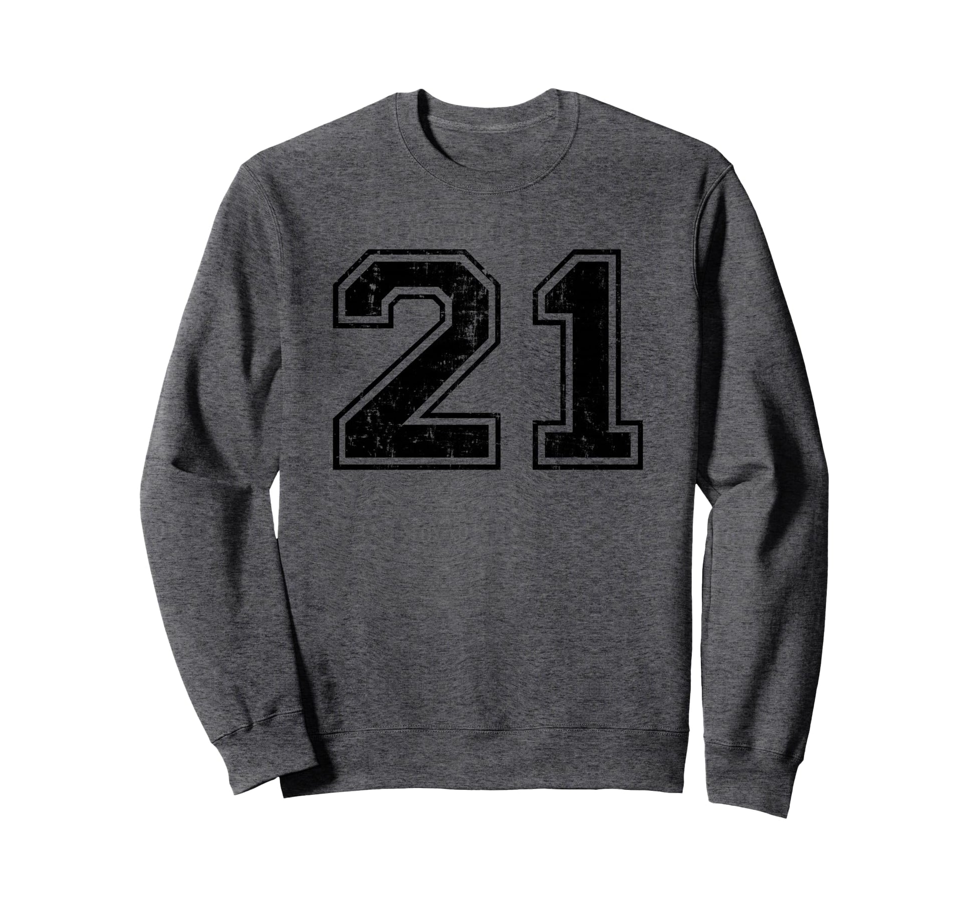 Number 21 Varsity Distressed Sport Sweatshirt - Fun Novelty Design Unisex - T-Shirt, Sweatshirt, Hoodie