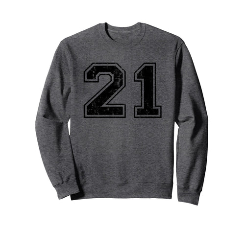 Number 21 Varsity Distressed Sport Sweatshirt - Fun Novelty Design Unisex - T-Shirt, Sweatshirt, Hoodie