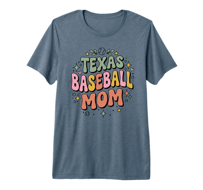 Pastel Boho Texas Baseball Mom Groovy Tri T-Shirt - Novelty Apparel Unisex - T-Shirt, Sweatshirt, Hoodie