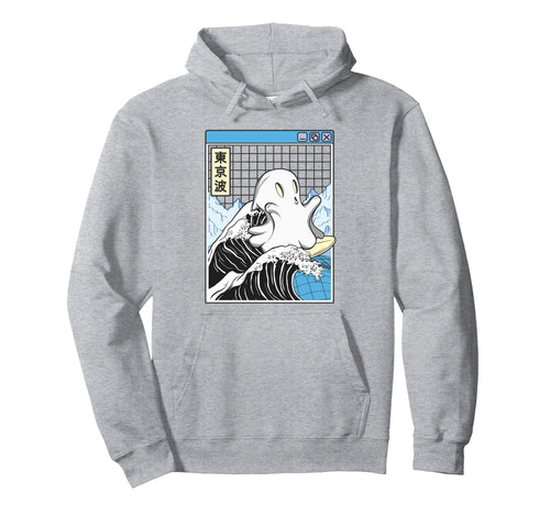 Surfing Ghost Japan Kanagawa Wave Kawaii Hoodie - Trendy Graphic Men Women - T-Shirt, Sweatshirt, Hoodie