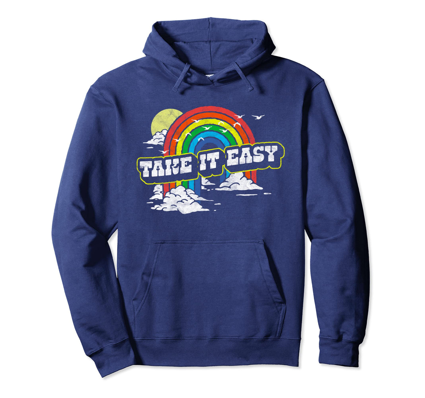 Take It Easy Eighties Rainbow Hoodie - Aesthetic Graphic Men Women - T-Shirt, Sweatshirt, Hoodie