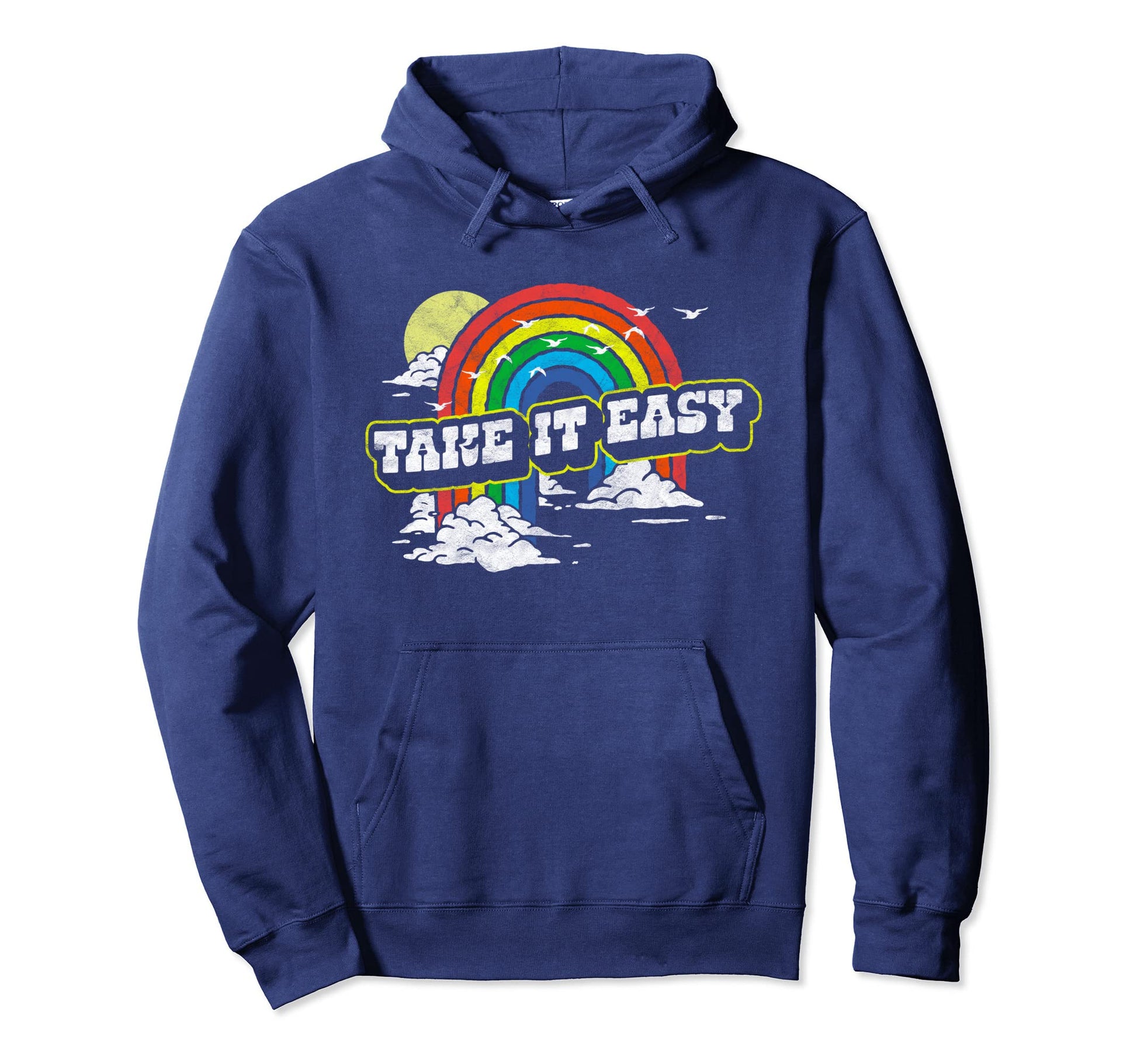 Take It Easy Eighties Rainbow Hoodie - Aesthetic Graphic Men Women - T-Shirt, Sweatshirt, Hoodie