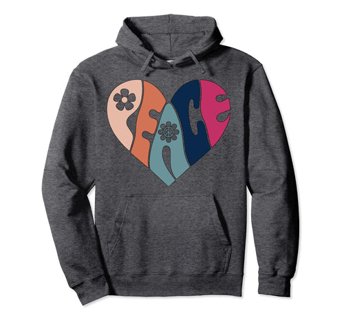 Peace Sign Heart 70S Boho Peace Hoodie - Streetwear Style for Adults - T-Shirt, Sweatshirt, Hoodie