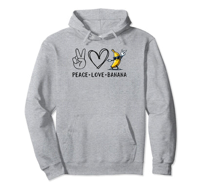 Funny Love Bananas Banana Gifts Peace Hoodie - Trendy Graphic for Adults - T-Shirt, Sweatshirt, Hoodie