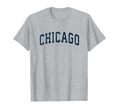 Chicago Illinois Il Varsity Sports Navy Text T-Shirt - Graphic Print Unisex - T-Shirt, Sweatshirt, Hoodie