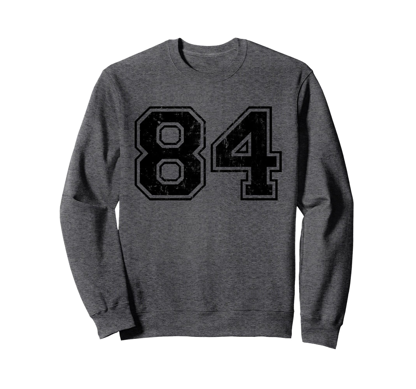 Number 84 Varsity Distressed Sweatshirt - Casual Everyday Wear Men Women - T-Shirt, Sweatshirt, Hoodie