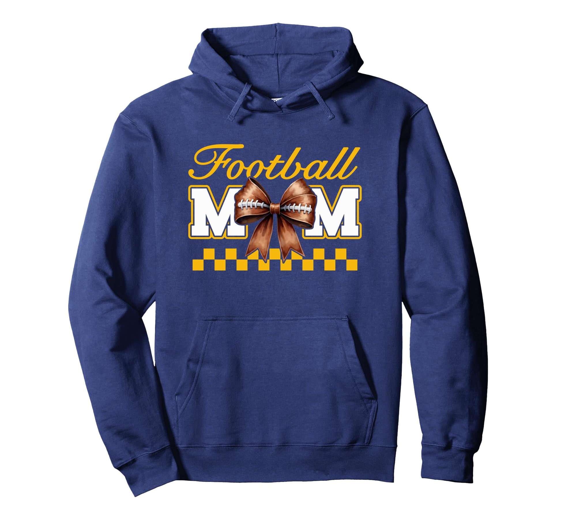 Game Day Navy Blue Yellow Croquette Bow Hoodie - Minimalist Print Unisex - T-Shirt, Sweatshirt, Hoodie