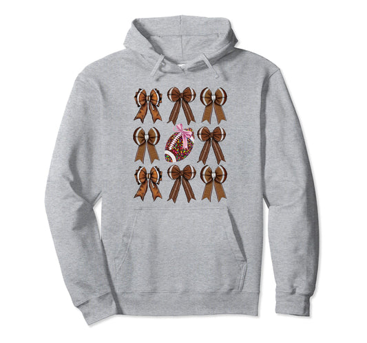 Womens Moms Coquette Bow Football Hoodie - Streetwear Style for Adults - T-Shirt, Sweatshirt, Hoodie