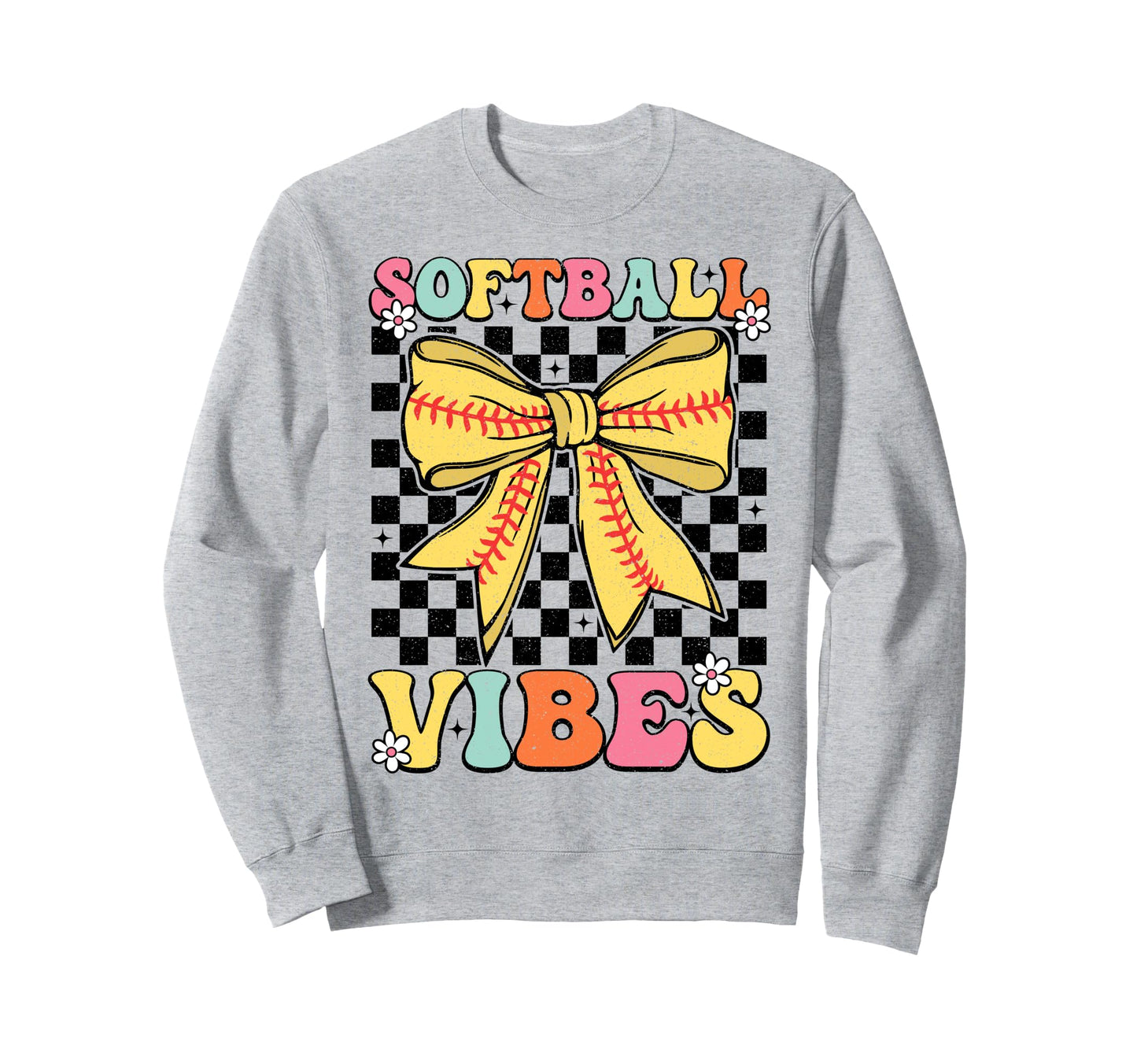 Softball Vibes Coquette Bow Softball Sweatshirt - Graphic Print for Adults - T-Shirt, Sweatshirt, Hoodie