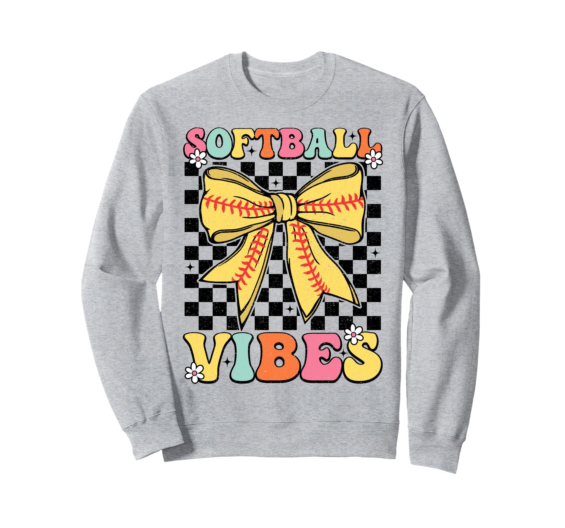 Softball Vibes Coquette Bow Softball Sweatshirt - Graphic Print for Adults - T-Shirt, Sweatshirt, Hoodie
