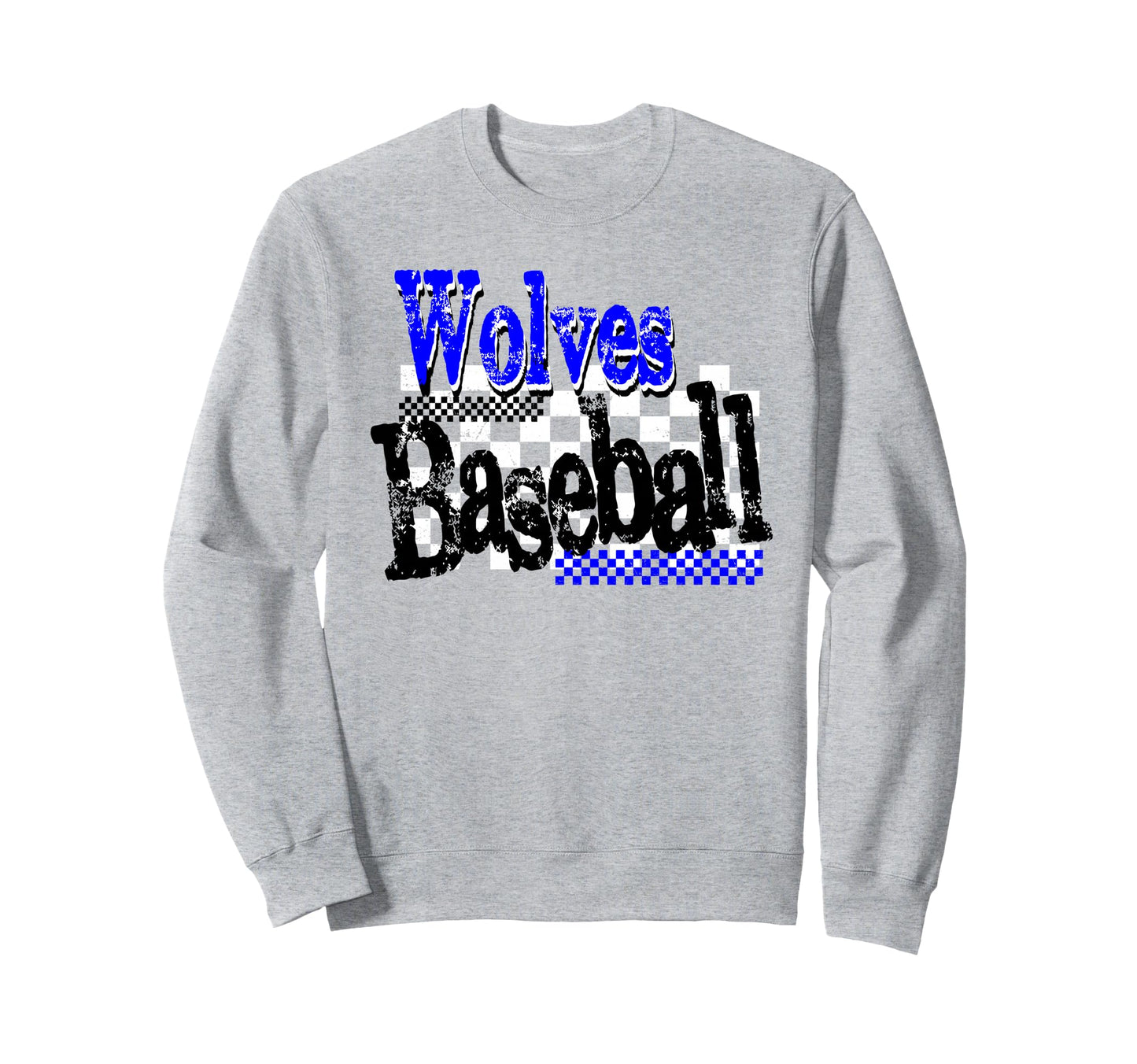 Wolves Checkered Baseball Mom Game Sweatshirt - Graphic Print for Adults - T-Shirt, Sweatshirt, Hoodie