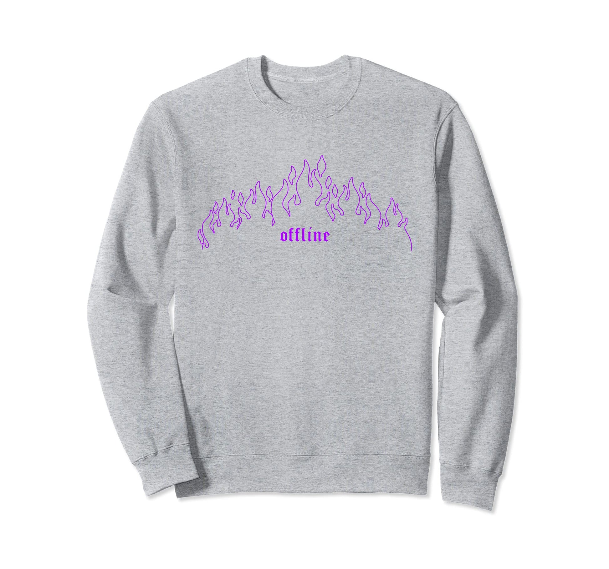 90S Grunge E E Offline Purple Flames Sweatshirt - Trendy Graphic Unisex - T-Shirt, Sweatshirt, Hoodie