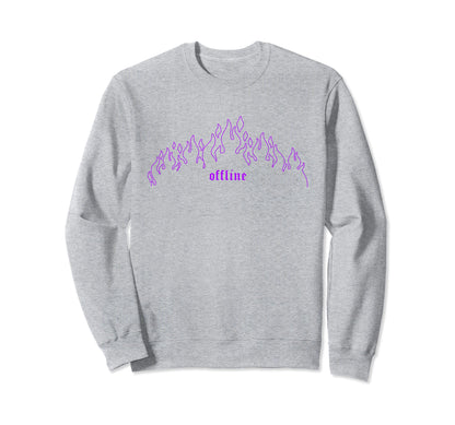 90S Grunge E E Offline Purple Flames Sweatshirt - Trendy Graphic Unisex - T-Shirt, Sweatshirt, Hoodie
