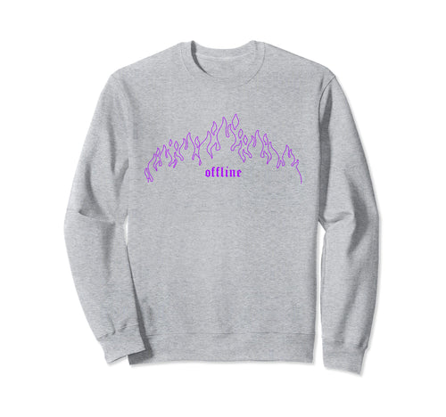 90S Grunge E E Offline Purple Flames Sweatshirt - Trendy Graphic Unisex - T-Shirt, Sweatshirt, Hoodie