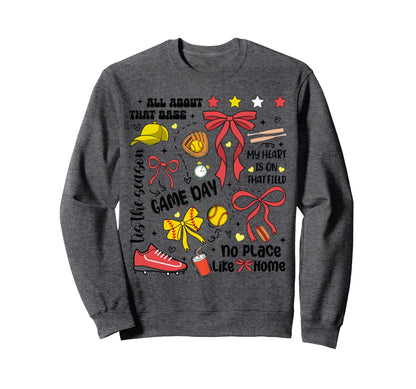 Softball Mom Daughter Heart Sweatshirt - Casual Everyday Wear for Adults - T-Shirt, Sweatshirt, Hoodie